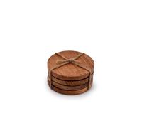 Acacia Wood Round Coasters Set of 4 for Tabletop Protection and Rustic Home Decor