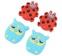 ACAGALA 4 racchette da tennis a forma di animale, ammortizzatore a forma di animale (ladybird rosso, 2,7 cm, gufo 2,8 cm/1,1 in)