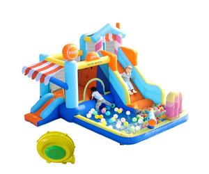 ACAGALA 8 in 1 castello gonfiabile per bambini con ventilatore, parco acquatico all'aperto + trampolino + scivolo d'acqua + fontana, con pistole ad acqua e tenda da sole da negozio, soluzione
