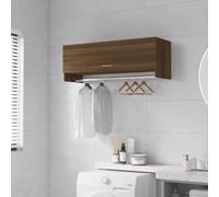 ACAGALA Armadietto da bagno, pieghevole, con apertura telescopica, larghezza 100 cm, con stendibiancheria, rovere marrone, 100 x 32,5 x 35 cm
