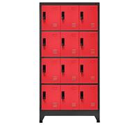 ACAGALA Armadietto Spogliatoio Armadietto con Serratura in Acciaio, Armadio Metallico con 12 armadietti con Fessure di Ventilazione, Porta Targhetta, 90x40x180 cm Antracite e Rosso