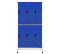 ACAGALA Armadietto Spogliatoio Armadietto con Serratura in Acciaio, Armadio Metallico con 6 armadietti con Fessure di Ventilazione, Porta Targhetta, 90x40x180 cm Grigio e Blu