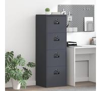 ACAGALA Armadio per File con Cassetto in Metallo, Cassettiera da Ufficio con 4 Cassetti, Mobile con Serratura Chiave, Armadietto Verticale per Documenti Metallo, 45,5x42x139 cm, Antracite