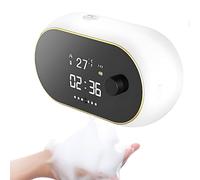 ACAGALA Dispenser automatico di sapone per mani schiumogeno, montaggio a parete senza contatto, aggiornamento orizzontale, 450 ml, dispenser di sapone in schiuma ricaricabile multifunzione con display