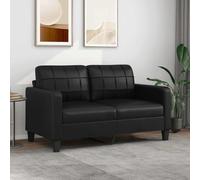 ACAGALA Divano a 2 posti con cuscini, piccolo divano con braccioli, set di divani in similpelle, moderno divano piccolo per soggiorno, camera da letto, home cinema, camera degli ospiti | 140 cm | Nero