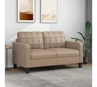 ACAGALA Divano a 2 posti con cuscino, piccolo divano con braccioli, set di divano in similpelle, moderno per soggiorno, camera da letto, home cinema, camera degli ospiti, 140 cm, cappuccino