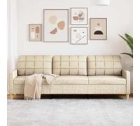 ACAGALA Divano a 3 posti, comodo divano in tessuto, mini divano in legno + telaio in metallo, moderno divano piccolo per soggiorno, camera da letto, home cinema, camera degli ospiti, colore crema