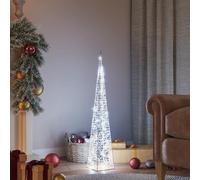 ACAGALA Lampada a forma di piramide a LED, 90 cm, illuminazione per Natale, interni ed esterni, in acrilico, decorazione natalizia illuminata, coni, luce bianca fredda, illuminazione natalizia con 8
