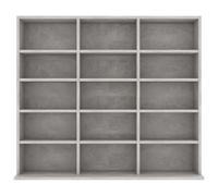 ACAGALA Libreria per CD DVD Blueray, supporto per CD con 15 scomparti, grigio cemento, 100 x 23 x 89,5 cm, libreria da parete per collezioni e vetrine