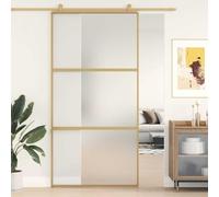 ACAGALA Porta scorrevole in vetro 102,5 x 205 cm, guarnizione per porta scorrevole, vetro di sicurezza ESG, telaio in alluminio, divisorio per interni, minimalista, oro e opaco, 2 barre orizzontali
