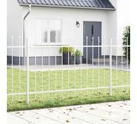 ACAGALA Recinzione da giardino con punte di lancia in metallo, 5 pezzi, recinzione senza scavo Total 8,5 x 1,2 m, elementi di recinzione per giardino, cani e confine paesaggio, bianco