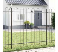 ACAGALA Recinzione da giardino decorativa in metallo, 2 pezzi, recinzione senza scavo Total 3,4 x 1,5 m, elementi di recinzione con arco rotondo per giardino, cani e confine paesaggio, grigio