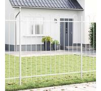 ACAGALA Recinzione da giardino decorativa in metallo, recinzione senza scavo Total 1,7 x 1,5 m, elementi di recinzione con arco rotondo per giardino, cani e confine paesaggio, bianco