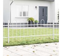 ACAGALA Recinzione decorativa da giardino in metallo, 4 pezzi, senza scavo Total 6,8 x 0,6 m, elementi di recinzione con arco rotondo per giardino, cani e confine paesaggio, bianco