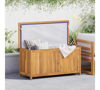 ACAGALA Scatola da giardino in legno, 114 x 50 x 58 cm, con tasca interna impermeabile e prese d'aria, per terrazze, giardino, balcone, legno massiccio teak