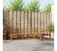ACAGALA Set di divano da giardino per 4 persone, per esterni, balcone, in legno di acacia massiccio, set di mobili da giardino con braccioli, per giardino, terrazza, piscina, natura