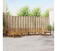 ACAGALA Set di divano da giardino per 6 persone, mobili da balcone in legno massello di acacia con braccioli a griglia, divano da giardino per giardino, terrazza, piscina, natura