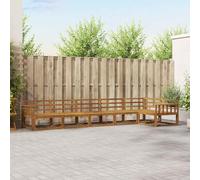 ACAGALA Set di divano da giardino per 6 persone, per esterni, balcone, in legno di acacia massiccio, mobili da giardino con cuscino e lamelle verticali, per braccioli, colore naturale