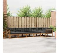 ACAGALA Set di divano da giardino per 6 persone, per esterni, balcone, in legno di acacia massiccio, mobili da giardino con cuscino e lamelle orizzontali, per braccioli, colore naturale e antracite