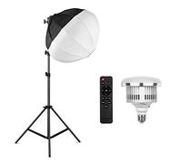 ACAGALA Set di luci softbox da 50 cm/19,7 pollici softbox pieghevole sferico + lampadina LED da 85 W 3000 K-6500 K + telecomando + treppiede in metallo da 2 m