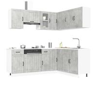 ACAGALA Set di mobili da cucina, 11 pezzi, angolo cottura a L, cucina da incasso, cucina ad angolo senza piano di lavoro e elettrodomestici, modulare, espandibile, blocco da cucina per montaggio fai