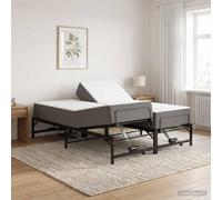 ACAGALA Telaio per letto elettrico, 137 x 190 cm, rete a doghe regolabile elettricamente con testa e piedi, motore per letto matrimoniale in acciaio con telecomando, senza materasso, nero