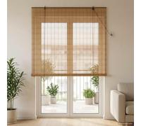 ACAGALA Tenda a rullo in bambù marrone, 130 x 220 cm, con tirante laterale, protezione solare e protezione dagli sguardi indiscreti per finestre e porte, filtro della luce, resistente ai raggi UV