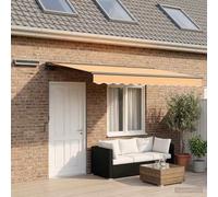 ACAGALA Tenda da sole elettrica, 5 x 3 m, sabbia, a mezza cassetta, con manovella, telecomando, LED e sensore del vento, tenda da sole per balcone, terrazza, balcone, giardino, telaio antracite