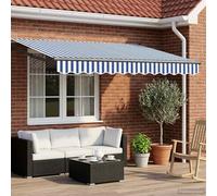 ACAGALA Tenda da sole elettrica con braccio articolato, 2,5 x 2 m, tenda da sole per terrazze e balcone, con manovella e telecomando, tenda parasole retrattile, blu e bianco (telaio antracite)