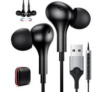 ACAGET Auricolari USB 2,5M, Cuffie per PC con Microfono Controllo del Volume Gaming Cuffie Stereo HiFi In Ear Magnetiche per PS 5/4/Computer/Mac/Laptop/Chromebook
