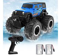 ACAMMZAR Anfibio Macchina Telecomandata per Bambini, 2.4GHz 4WD Impermeabile Doppio lato Monster Truck per ragazzi Off-Road Auto RC con 2 batterie 4 5 6 7 8 Ragazzi Ragazze Regali, Blue