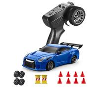 ACAMMZAR Macchina Telecomandata Drift con Giroscopio, 1:43 Mini Proporzionale Completo RC Macchine Telecomandate, 18KM/H 4WD Radiocomandata Auto RC Drift Car con Gyro per Adulta Bambini, Blu