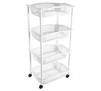 Acan Carrello portaverdure con ruote, 4 cestini in plastica, colore bianco, 90 x 41 x 30 cm (altezza x larghezza x profondità)
