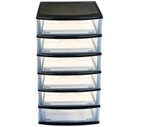 Acan - Cassettiera Nilo a 6 cassetti in plastica di colore nero 120 x 56 x 39,5 cm