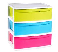 Acan Cassettiera Nilo in plastica 3 cassett struttura bianca, cassett di colori casuali, 3 diversi per distinguere facilmente materiali ed elementi. 60 x 56 x 39,5 cm