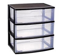 Acan - Cassettiera Nilo in plastica 3 cassetti di colore nero 60 x 56 x 39,5 cm
