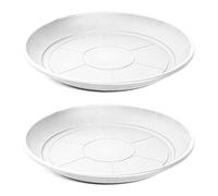 Acan Confezione da 2 piatti in plastica per vasi da 50/60 cm Mediterraneo. Vassoi, piattini, sottopiatti rotondi per interni esterni, giardino, terrazza o balcone (bianco)