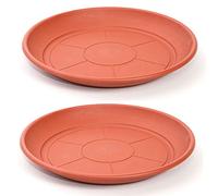 Acan Confezione da 2 piatti in plastica per vasi da 50/60 cm Mediterraneo. Vassoi, piattini, sottopiatti rotondi per interni esterni, giardino, terrazza o balcone (marrone)