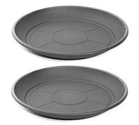Acan Confezione da 2 piatti in plastica per vasi da 50/60 cm Mediterraneo. Vassoi, piattini, sottopiatti rotondi per interni esterni, giardino, terrazza o balcone (grigio)