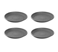 Acan Confezione da 4 piatti in plastica per vasi da 50/60 cm Mediterraneo. Vassoi, piattini, sottopiatti rotondi per interni esterni, giardino, terrazza o balcone (grigio)