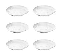 Acan Confezione da 6 piatti in plastica per vasi da 30/40 cm Mediterraneo. Vassoi, piattini, sottopiatti rotondi per interni esterni, giardino, terrazza o balcone (bianco)