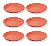 Acan Confezione da 6 piatti in plastica per vasi da 50/60 cm Mediterraneo. Vassoi, piattini, sottopiatti rotondi per interni esterni, giardino, terrazza o balcone (marrone)