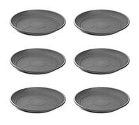 Acan Confezione da 6 piatti in plastica per vasi da 50/60 cm Mediterraneo. Vassoi, piattini, sottopiatti rotondi per interni esterni, giardino, terrazza o balcone (grigio)