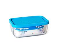 Acan Frigoverre - Contenitore rettangolare in vetro con coperchio in plastica, contenitore per alimenti in vetro, 370 cl, 26 x 21 x 10 cm