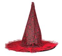 Acan Tradineur - Cappello da strega, diametro 38,5 cm, cappello da strega, accessorio per costumi, Halloween, carnevale, feste (nero con ragnatela rossa)