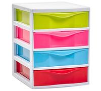 Acan Tradineur - Cassettiera guadiana da tavolo con 4 cassetti, torre di stoccaggio, armadio/guardaroba, bagno, ufficio, prodotto in Spagna (multicolore, 22,5 x 18 x 21,5 cm)