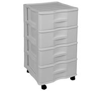 Acan Tradineur - Cassettiera in plastica con ruote, modello Wagon, 4 cassetti, torre multiuso, ufficio, casa, prodotta in Spagna (grigio chiaro - 67,5 x 37 x 39 cm)