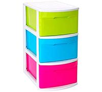 Acan Tradineur - Cassettiera Multiusos Tamesis a 3 Cassetti - Senza Ruote - Realizzata in Plastica - 58,5 x 28,5 x 39 cm - Multicolore