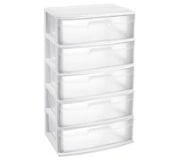 Acan Tradineur Cassettiera Organizzazione "Nilo" per Casa o Lavoro Fabbricazione in Plastica 5 Cassetti Traslucidi, 100,5 x 56 x 40 cm, Bianco