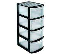 Acan Tradineur Cassettiera Tamesis Multiuso 4 Cassetti - Senza Ruote - Realizzato in Plastica - 78 x 28,5 x 39 cm - Nero